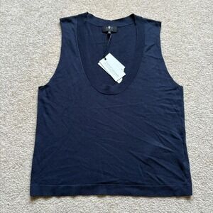 7 For All Mankind Sweater Vest Womens Medium Navy Touch Of Cashmere Tank